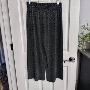 Adrienne Papell Mid Banded Waist Wide Leg Crepe Pant Black White Womens S NWT